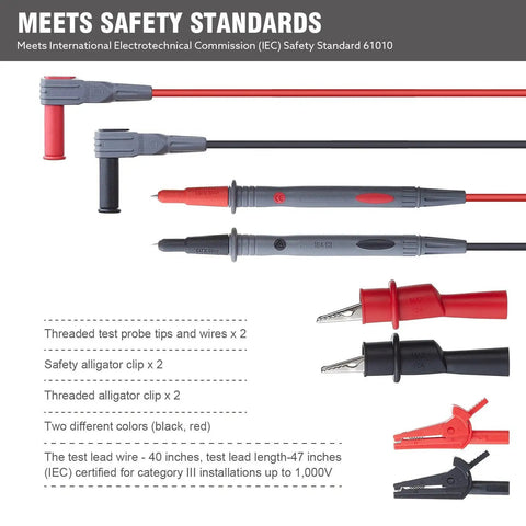 Soft Silicone Test Lead Kit With Threaded Safety Alligator Clips, Dual Color Insulated Pro Grade Leads For Multimeters