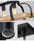 Three Light Metal Pot Hanging Chandelier With Wood Grain Finish Dope Rustic Farmhouse Ceiling Pendant For Kitchen Island