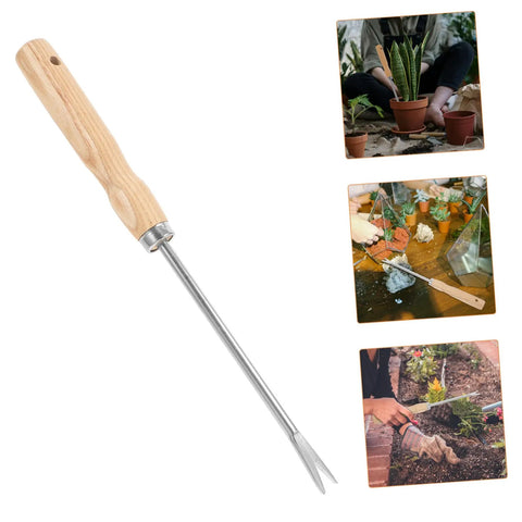 Ergonomic Wooden Handle Weed Puller Tool For Gardeners Lightweight Weeding Tool for Dandelions and Weeds, Easy Grip Back Saving Garden Hand Tool