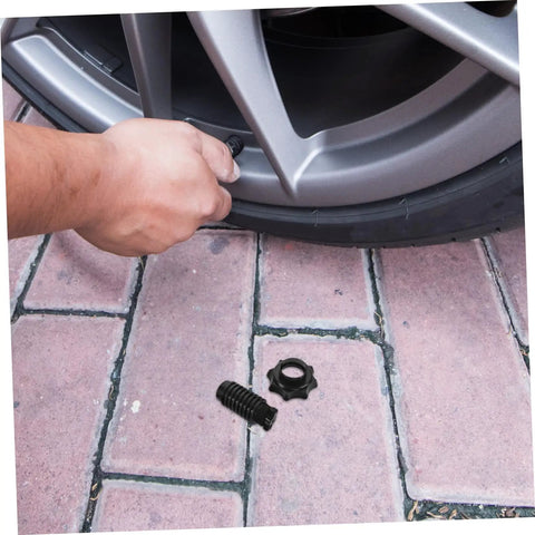 Spare Tire Hold Down Bolt For Easy Vehicle Securement And Quick Install, heavy duty mounting screw shown next to car wheel