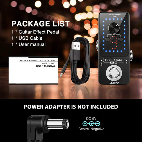 Nine Loop Guitar Looper Pedal With 40 Minute Total Recording Time And Ten Minute Per Loop Uncompressed 48K 24Bit Audio display