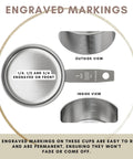 Stainless Steel Measuring Cup 1 Cup - Heavy Duty Kitchen Workhorse For Wet And Dry Ingredients, 250 Milliliters, 8 Ounces, Rust Resistant Metal Scoop, Built To Last, Perfect Go-To Mini Dog Food Scoop with engraved markings