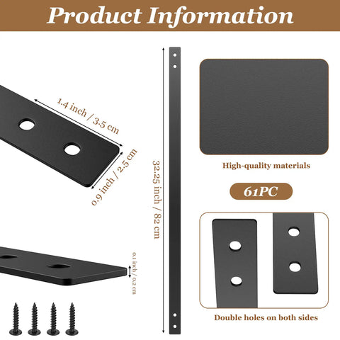 Built Tough Sixty One Pack Heavy Duty Black Metal Deck Balusters Plus Mounting Bolts 32 Inch Flat Straight Cast Iron detailing dimensions