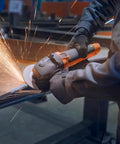 Beefed Up Brushless Angle Grinder With 125Mm Disc And 1500W Motor Variable Speed Cutting Deburring Beast in action cutting metal.