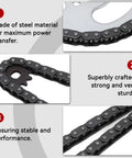 Close-up of Beefed Up High Power Steel T8F Chain And Sprocket Kit showing steel material, chain links, and robust construction for mini bikes and karts.