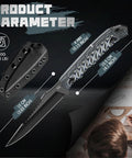 Beast Fixed Blade Knife With D2 Steel Blade And Toothed Spine For Outdoors dimensions and sheath illustrated.