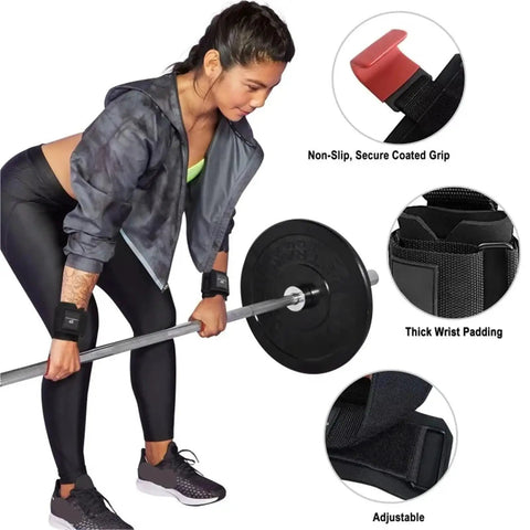 Person lifting weights with Two Pack Lifting Hook Wrist Strap Hand Grip Training Gloves for Men and Women Heavy Duty No Slip Grip Gear