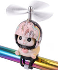 Totally Cool Cat Bike Helmet Decor for Bikes and Cars made of lightweight resin with propeller helmet on rainbow handlebar