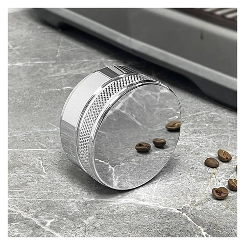 Straight Up Game Changer 58mm Stainless Steel Espresso Coffee Distributor And Adjustable Palm Tamper on marble surface.