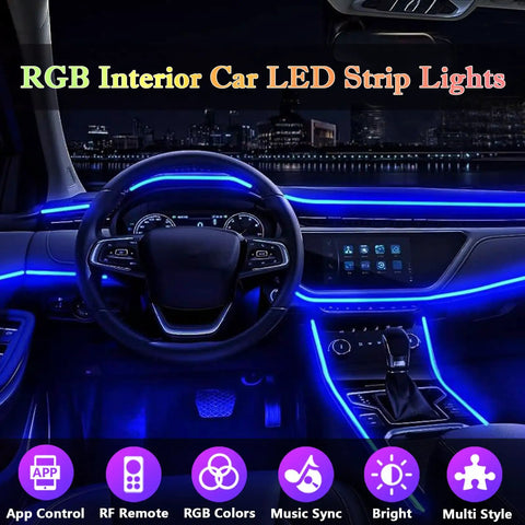 RGB Car Interior Lighting Kit With Fiber Optic 6 In 1 Ambient Light 315 Inches Integrated Fiber Optic 16 Million Colors