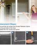 Woman installing Clear Window Screen Pull Tabs 20 Pack Flat Spline Repair Clips for quick swap home fix.