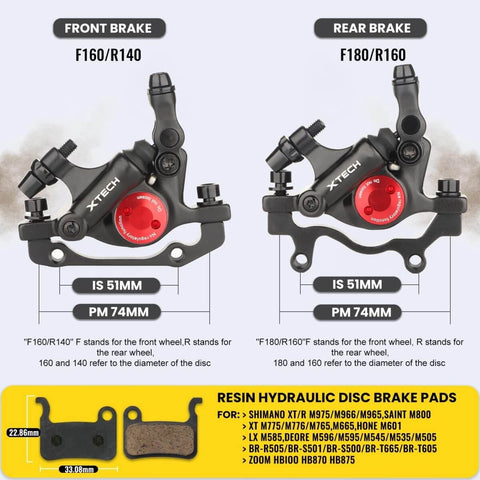 HB-100 Hydraulic Disc Brake Caliper Kit for Mountain Bike Road Bike and Electric Scooter front and rear calipers black