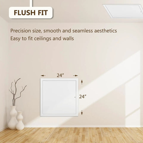 Built Tough 24 By 24 Access Panel For Drywall And Ceilings With Screwdriver Latch Knockout, flush fit in wall.