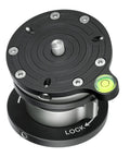 Top view of LB-75S 75mm Leveling Base for 70mm Systematic Tripod, Rock-Solid 3/8-16 Base Socket And 3/8-16 Stud, CNC Aluminum.