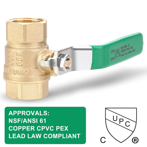Two Pack Three Quarter Inch NPT Full Port Ball Valve Lead Free Brass Drinking Water Shut Off Valve Durable Chrome Plated Handle UPC NSF Certified