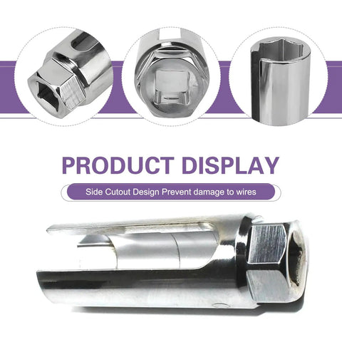 Oxygen Sensor Socket Tool 0.87 Inch 6 Point I Type Side Wire Cutout Wrench For Cars Heavy Duty 45 Steel Construction Universal Fit For Most Vehicles Silver
