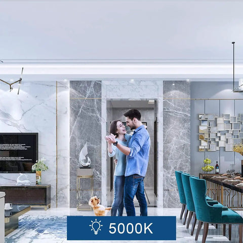 Living room with 6 Inch Recessed LED Ceiling Light 12 Pack Dimmable Canless Wafer Light With Junction Box Ultra Thin Downlight