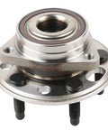 Front Or Rear Wheel Hub And Bearing Assembly That Fits Chevy Malibu 13 16 Impala 14 17 Buick Lacrosse GMC Terrain Chevrolet Equinox 10 16 Buick Regal 11 16 And More For A Smooth Quiet Ride, showing a metal hub with black bolts and circular bearing design.