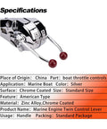 Universal Twin Lever Boat Throttle And Shift Control Top Mount With Beefy Zinc Alloy Dual Handles, chrome finish and specs.