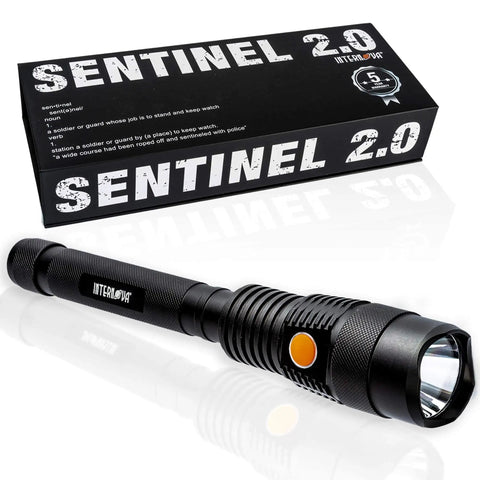 Sentinel 2000 Lumen Rechargeable Flashlight, 10.5-Inch Handheld LED with packaging, USB cord in magnetic gift box