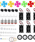 Six Pack DC Motors Kit For DIY Projects With Dope Mini Hobby Motors From 3V To 12V Up To 25000 RPM includes gears, holders, switches, props.