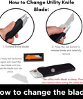 Internet's Best Premium Utility Knife Set with black rubber-handle retractable box cutter; includes extra blades