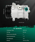 Top Tier AC Compressor With Clutch For Dodge Journey Chrysler 200 Avenger Cirrus Sebring, 230mm, Aluminum, integrated clutch