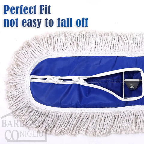 Heavy Duty Cotton Dust Mop Head Refill For Fast Floor Sweeping And Gym Maintenance Super Tight Short Fiber Pad with secure fit and ties.