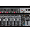 7 Channel Audio Mixer With Bluetooth Interface 16 Bit DSP Effects 48V Phantom Power Karaoke Studio Streaming And Recording Professional DJ Mixing Console XT7, front panel view