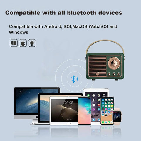 Mini Retro Bluetooth Speaker Portable Wireless Speaker For Home Office Party Outdoor Use Vintage Decor Style Green with devices