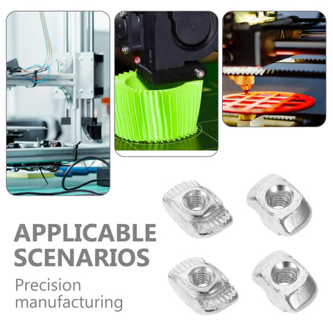 Kick Your 3d Printer Game Up With 40 Piece M3 T Slot Nuts Made From Tough Carbon Steel That Slide Smoothly Into Channels For Super Fast Mods And Upgrades On Your CNC Router Or Custom Builds, image showing printing and nuts.