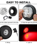 Installation steps for Ten Pack Two Inch Round Red LED Trailer Side Marker Lights Kit with Clear Lenses and Grommets