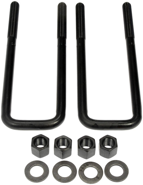 Rear Leaf Spring Axle U-Bolt Kit For Select Cadillac Chevrolet GMC Models displayed with nuts and washers