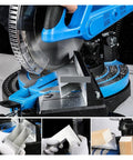 2600W Belt Driven Aluminum Wood Cutting Saw With 45 Degree Bevel 255mm Blade 3900 RPM cutting aluminum profile at a bevel