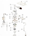 Exploded view of components in Gasket And O Ring Repair Kit For Classic And Classic Pro Espresso Machine with part labels.