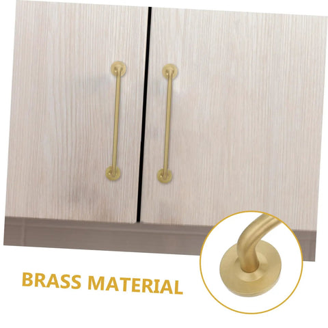 Brushed Brass Cabinet Handles Set Of 2 Solid Brass Drawer Pulls With Base 160mm Hole Spacing on white wood cabinet