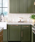 5 Inch 128mm Brushed Antique Copper Cabinet Pulls Handles Set 10 Pack Made From Solid Zinc Long Lasting Drawer Knobs on green kitchen cabinet