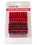 Rock Solid 33 Piece Security Tamper Proof Magnetic Screwdriver Bit Set With Quick Release Bit Holder, display of bits in red storage tray.