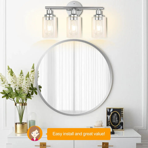Dope Black Matte Vanity Light Fixture With 3 Light Wall Sconces And Clear Glass Shades Modern Iron Bath Wall Lamp over mirror