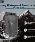 Waterproof Dry Bag Set 5L 15L 25L Lightweight Durable Dry Sack With Roll Top Closure showcasing waterproof feature in mountain backdrop
