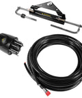 150HP Hydraulic Outboard Steering Kit for Single-Station Boats with Built-In Two-Way Lock Cylinder, 150HP Pump, High-Strength Nylon Hose