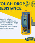 HL450 Laserometer Receiver With Digital Readout And Dual LCD Elevation Displays 102 Mm Beam Reception Built Tough IP67 Rugged Housing drop test poster