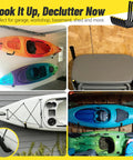 Heavy Duty Garage Storage Hooks Wall Mounted Rack For Hanging Ladders Bikes Kayaks Snowboards And Other Sports Gear