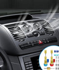 Car dashboard with AC system; inset of 31Pcs R134A Valve Core Quick Remover And Installer Tool Set For AC Refrigerant System.