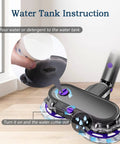 Diagram showing water tank filling instructions for Electric Cleaning Mop Head For V7 V8 V10 V11 Cordless Vacuums Wet Dry Mop Attachment