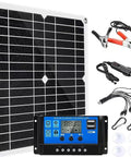 200W 12V Solar Panel Kit With 100A Charge Controller, extension cable, battery clips, for boat, motorcycle, home, off-grid use
