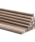 Top Shelf 48 Pack Walnut Dowel Rods 1/4 By 12 Inch Hardwood Sticks for No Drama DIY Crafts stacked and ready for projects.