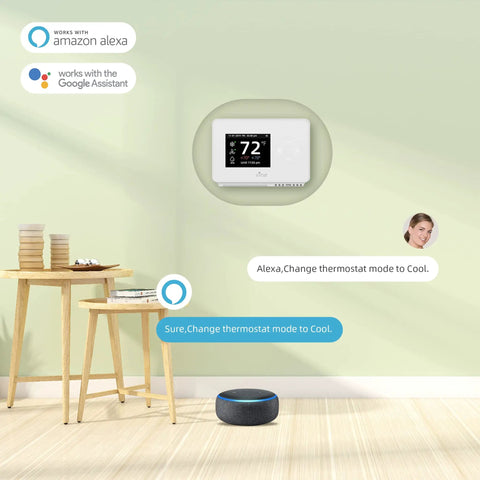 Smart WiFi Thermostat TJ225, 7 Day 8 Period Programmable on wall with Alexa and Google Assistant compatibility
