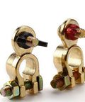 Beefed Up Brass Marine Grade Battery Terminal Kit with Adjustable Clamps and Anti Corrosion Pad for Boat Car RV Truck