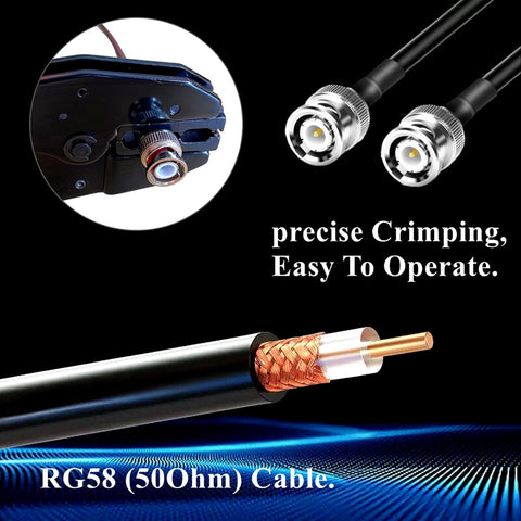 Beefy BNC Crimp Tool Kit With 20 RG58 Male Connectors, 10 BNC Female To Female Adapters, Coax Cable Stripper, Heat Shrink Tubes, And Cable Tester For RG58 RG59 RG62 RG174